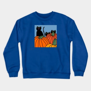 Three Black Cats and Pumpkins Crewneck Sweatshirt